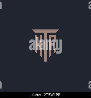 KF initial logo monogram with pillar icon design vector Stock Vector