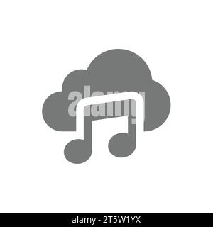 Music stream icon line cloud. Isolated symbol online education