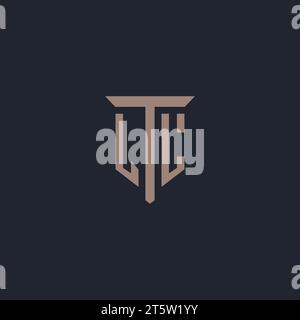 LL initial logo monogram with pillar icon design vector Stock Vector