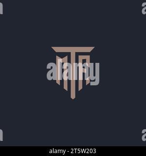MF initial logo monogram with pillar icon design vector Stock Vector