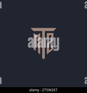 MZ initial logo monogram with pillar icon design vector Stock Vector