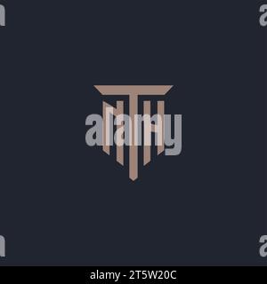 NH initial logo monogram with pillar icon design vector Stock Vector