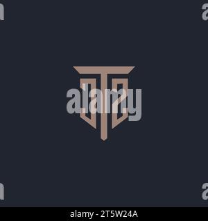 JZ initial logo monogram with pillar icon design vector Stock Vector