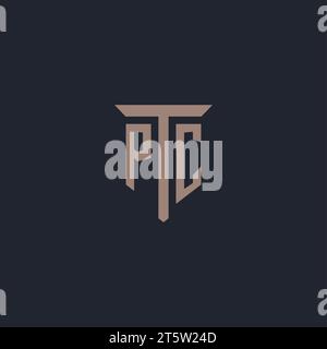 PC initial logo monogram with pillar icon design vector Stock Vector