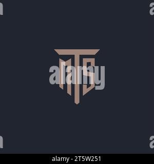 MS initial logo monogram with pillar icon design vector Stock Vector