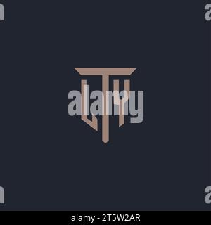 LY initial monogram logo design in a rectangular style with curved side ...