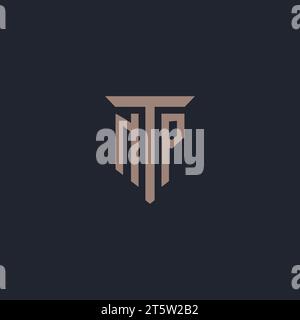 NP initial logo monogram with pillar icon design vector Stock Vector