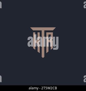 KR initial logo monogram with pillar icon design vector Stock Vector