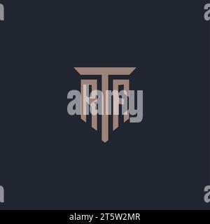 RF initial logo monogram with pillar icon design vector Stock Vector
