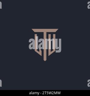 LU initial logo monogram with pillar icon design vector Stock Vector