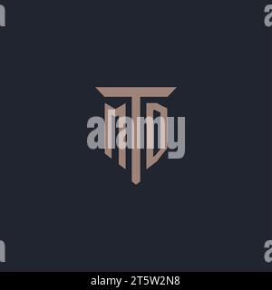 MD initial logo monogram with pillar icon design vector Stock Vector