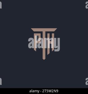 PH initial logo monogram with pillar icon design vector Stock Vector