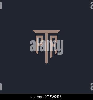 PF initial logo monogram with pillar icon design vector Stock Vector