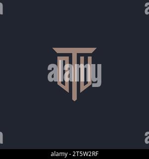 OU initial logo monogram with pillar icon design vector Stock Vector