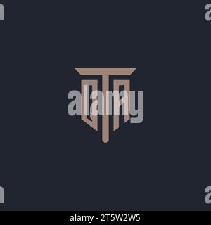 QA initial logo monogram with pillar icon design vector Stock Vector