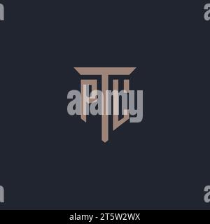 PL initial logo monogram with pillar icon design vector Stock Vector