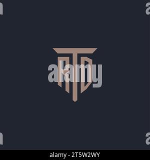 RD initial logo monogram with pillar icon design vector Stock Vector
