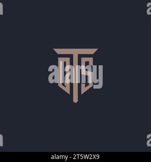 QS initial logo monogram with pillar icon design vector Stock Vector