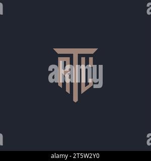 RL initial logo monogram with pillar icon design vector Stock Vector