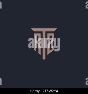 RZ initial logo monogram with pillar icon design vector Stock Vector