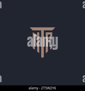 NF initial logo monogram with pillar icon design vector Stock Vector