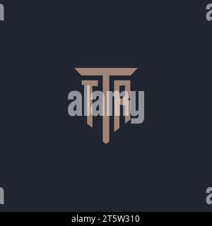 TR initial logo monogram with pillar icon design vector Stock Vector