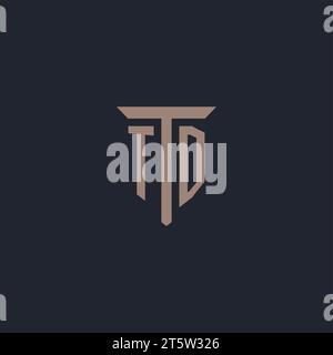 TD initial logo monogram with pillar icon design vector Stock Vector