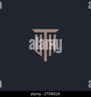 UX initial logo monogram with pillar icon design vector Stock Vector