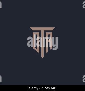 OR initial logo monogram with pillar icon design vector Stock Vector