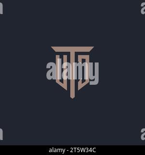 UJ initial logo monogram with pillar icon design vector Stock Vector