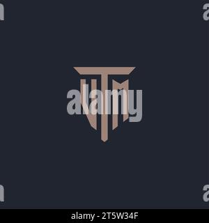 VM initial logo monogram with pillar icon design vector Stock Vector