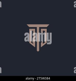 QJ initial logo monogram with pillar icon design vector Stock Vector