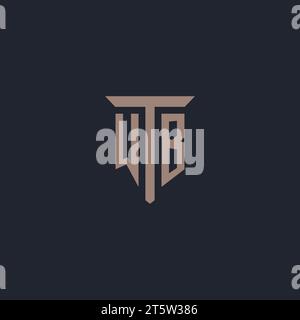 WB initial logo monogram with pillar icon design vector Stock Vector