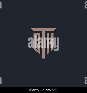 QK initial logo monogram with pillar icon design vector Stock Vector