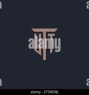 UT initial logo monogram with pillar icon design vector Stock Vector