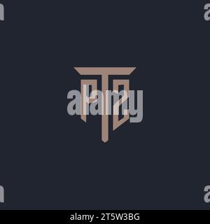 PZ initial logo monogram with pillar icon design vector Stock Vector