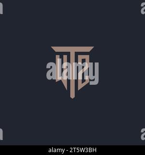 WZ initial logo monogram with pillar icon design vector Stock Vector