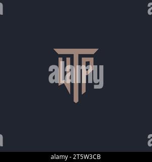 WP initial logo monogram with pillar icon design vector Stock Vector