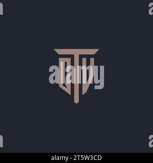QV initial logo monogram with pillar icon design vector Stock Vector