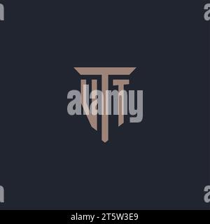 VT initial logo monogram with pillar icon design vector Stock Vector