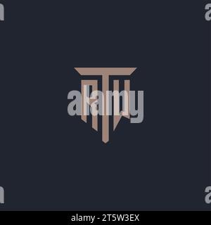 RW initial logo monogram with pillar icon design vector Stock Vector