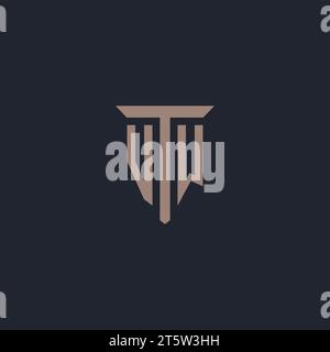 VW initial logo monogram with pillar icon design vector Stock Vector