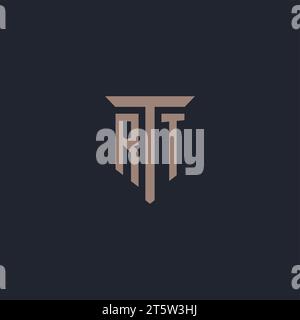 RT initial logo monogram with pillar icon design vector Stock Vector