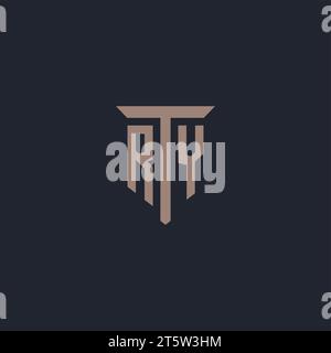RY initial logo monogram with pillar icon design vector Stock Vector