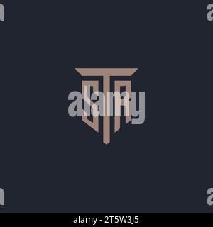 SR initial logo monogram with pillar icon design vector Stock Vector