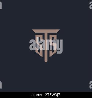 SS initial logo monogram with pillar icon design vector Stock Vector