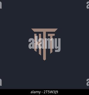 XT initial logo monogram with pillar icon design vector Stock Vector