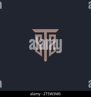 SZ initial logo monogram with pillar icon design vector Stock Vector