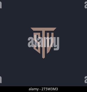 SV initial logo monogram with pillar icon design vector Stock Vector