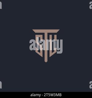 SL initial logo monogram with pillar icon design vector Stock Vector